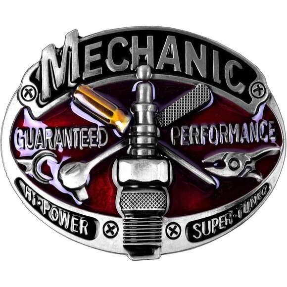 Men's Silver/black Professional Mechanic Guaranteed Performance Belt Buckles - Picture 1 of 6